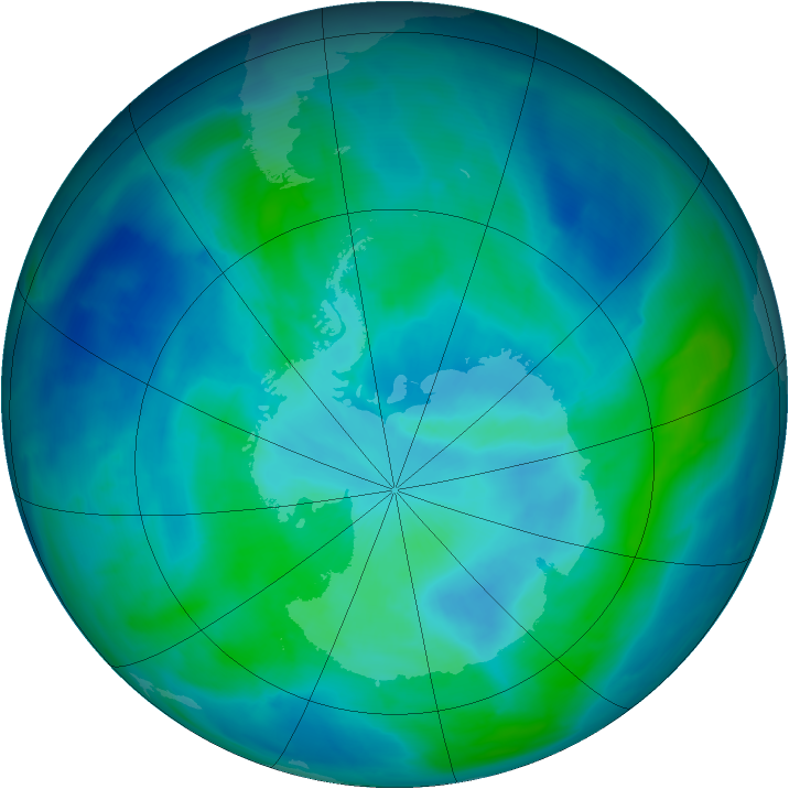 Antarctic ozone map for 08 March 2014